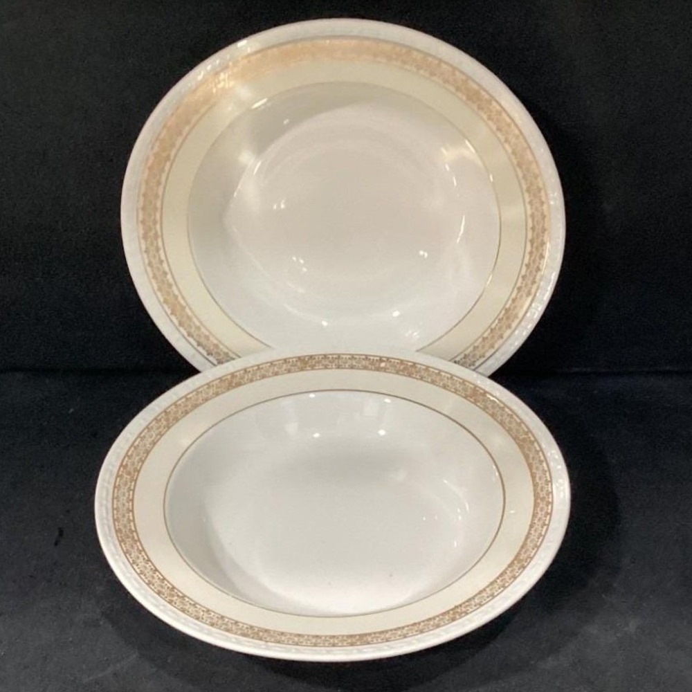 Homer Laughlin G3370 Eggshell Georgian Made in USA Soup Bowls Set of 2
